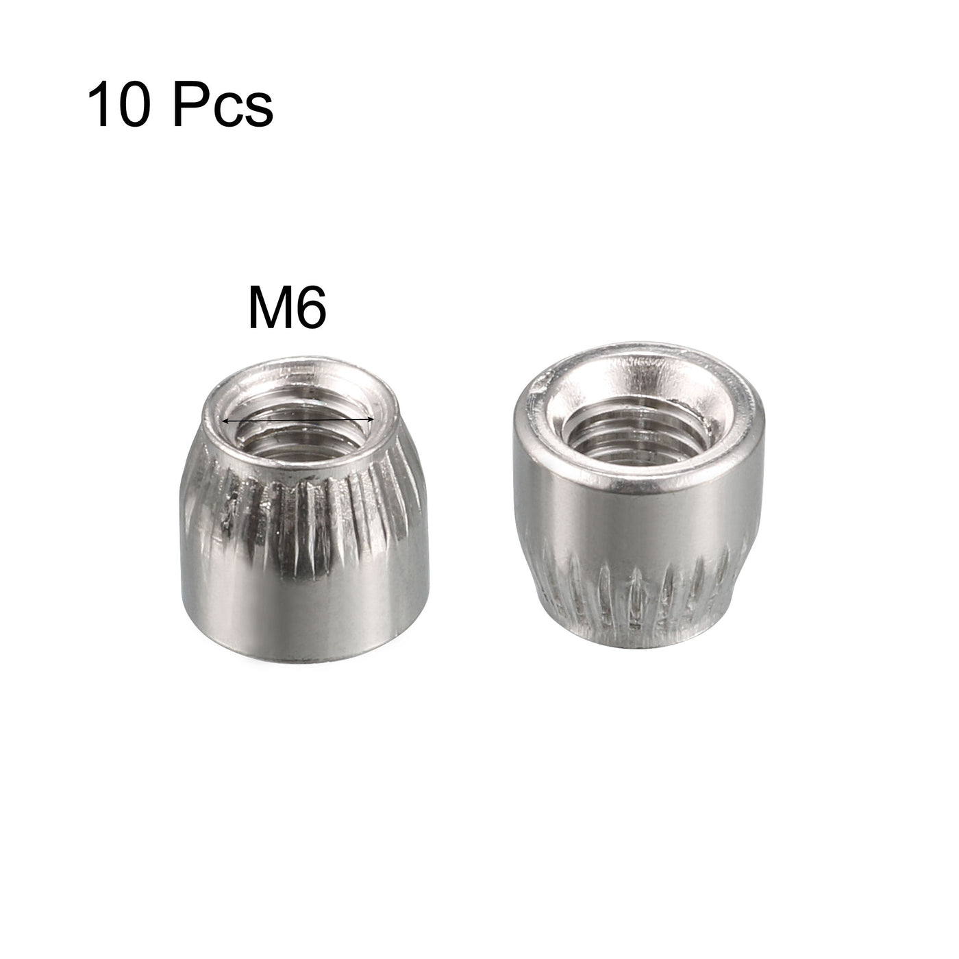 Harfington M6 Female Thread Stainless Steel Conical Cap Tapered Cone Nut 10pcs