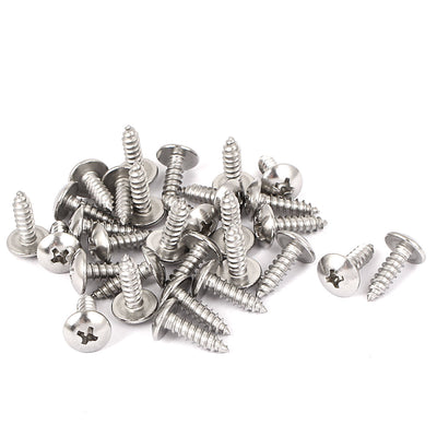 Harfington #7 M3.9x13mm Stainless Steel Phillips Truss Head Self Tapping Thread Screws 30pcs