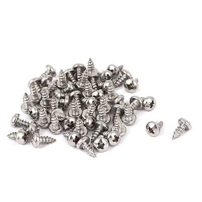 Harfington #4 M2.9x6.5mm Stainless Steel Phillips Round Pan Head Self Tapping Screws 50pcs