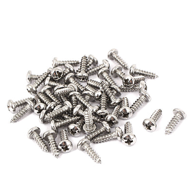 Harfington #4 M2.9x9.5mm Stainless Steel Phillips Round Pan Head Self Tapping Screws 50pcs