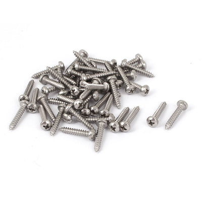 Harfington #4 M2.9x16mm Stainless Steel Phillips Round Pan Head Self Tapping Screws 50pcs