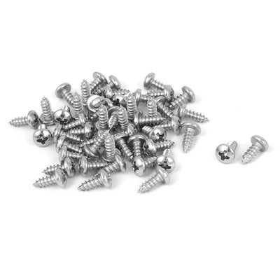 Harfington #6 M3.5x9.5mm Stainless Steel Phillips Round Pan Head Self Tapping Screws 50pcs
