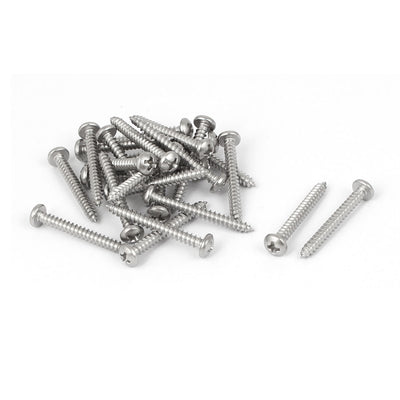 Harfington #6 M3.5x30mm Stainless Steel Phillips Round Pan Head Self Tapping Screws 25pcs
