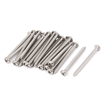 Harfington #6 M3.5x45mm Stainless Steel Phillips Round Pan Head Self Tapping Screws 25pcs