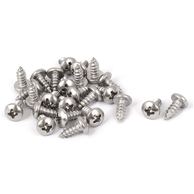 Harfington #7 M3.9x9.5mm Stainless Steel Phillips Round Pan Head Self Tapping Screws 25pcs