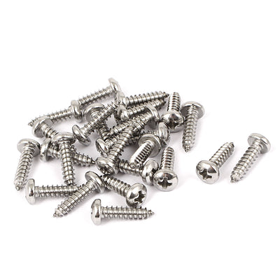 Harfington #8 M4.2x16mm Stainless Steel Phillips Round Pan Head Self Tapping Screws 25pcs