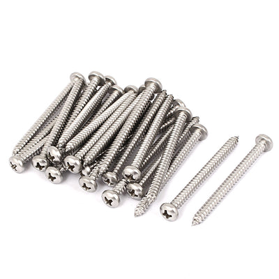 Harfington #8 M4.2x50mm Stainless Steel Phillips Round Pan Head Self Tapping Screws 25pcs