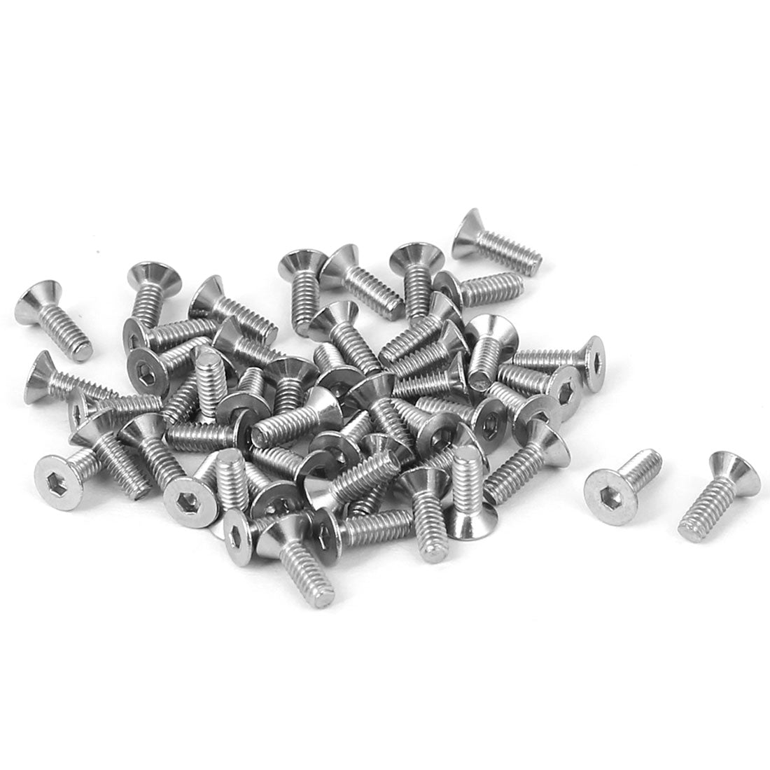 Harfington M2x6mm Stainless Steel Hex Socket Flat Head Countersunk Bolts Screw 50pcs