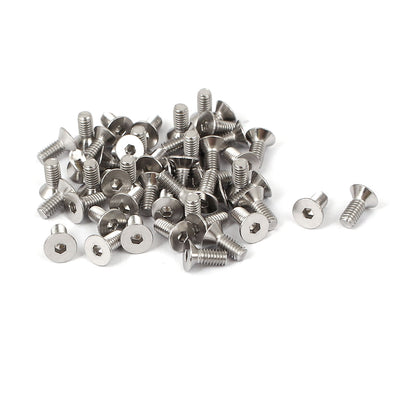 Harfington M2.5x6mm Stainless Steel Hex Socket Flat Head Countersunk Bolts Screw 50pcs