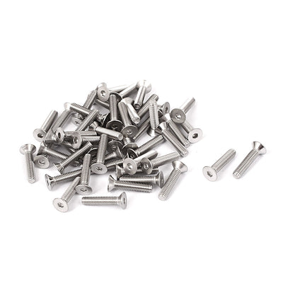 Harfington M2.5x12mm Stainless Steel Hex Socket Flat Head Countersunk Bolts Screw 50pcs