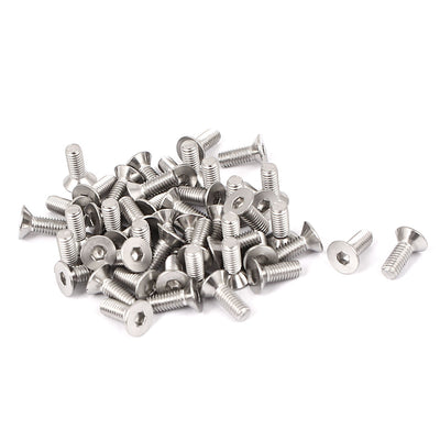 Harfington M3x8mm Stainless Steel Hex Socket Flat Head Countersunk Bolts Screw 50pcs