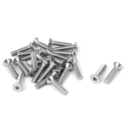 Harfington M3x14mm Stainless Steel Hex Socket Flat Head Countersunk Bolts Screw 25pcs