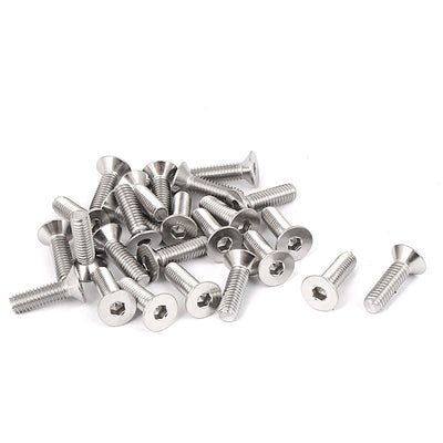 Harfington M4x14mm Stainless Steel Hex Socket Flat Head Countersunk Bolts Screw 25pcs