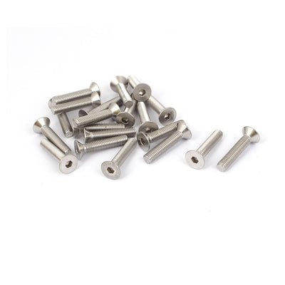 Harfington M5x25mm Stainless Steel Hex Socket Flat Head Countersunk Bolts Screw 20pcs
