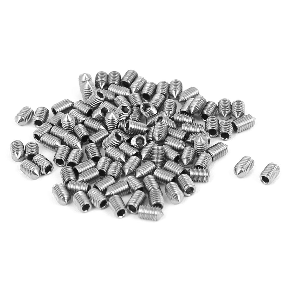 Harfington M3x5mm Stainless Steel Cone Point Grub Screws Hex Socket Set Screw 100pcs