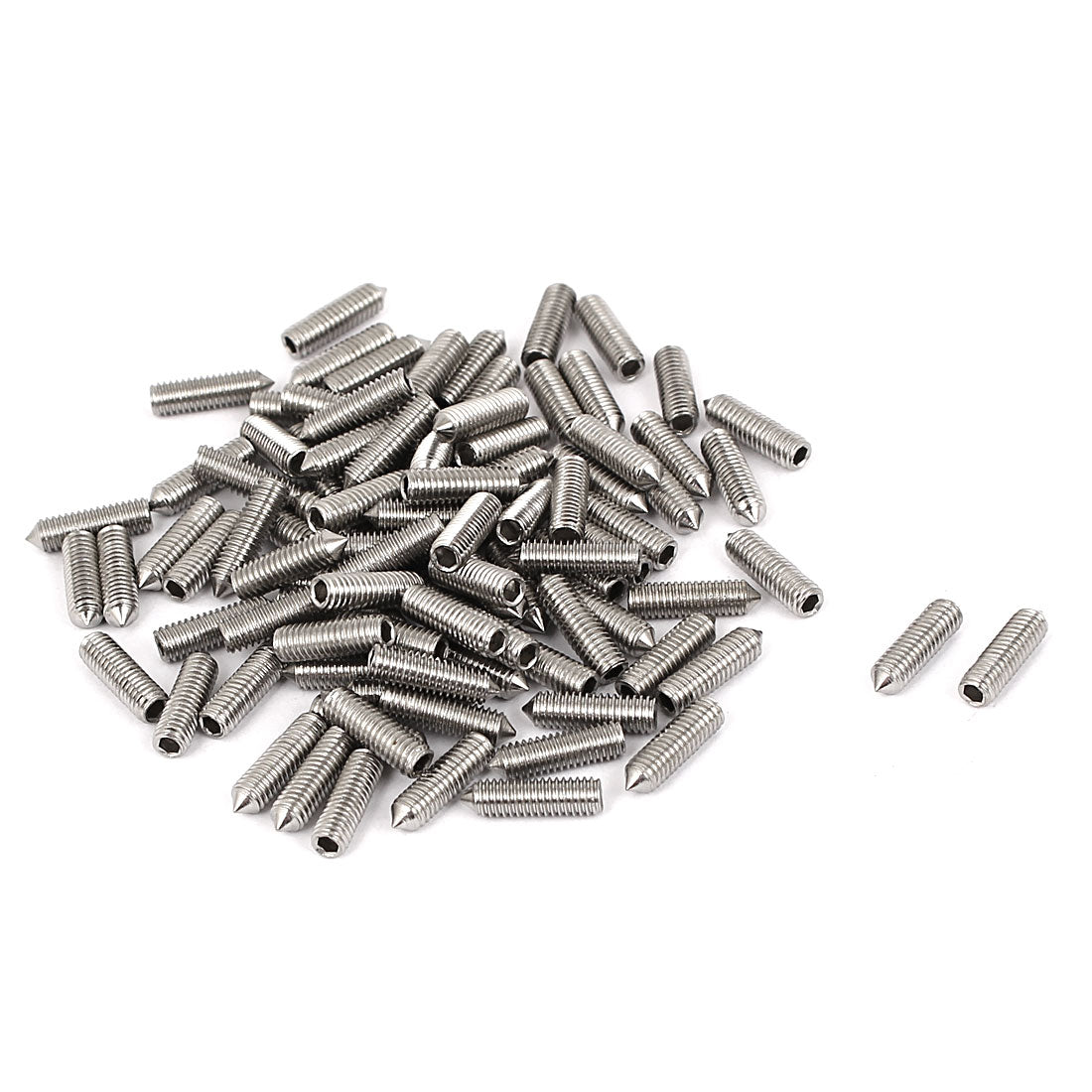 Harfington M3x10mm Stainless Steel Cone Point Hexagon Socket Grub Screws 100pcs