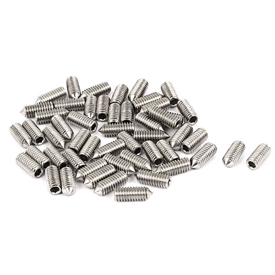 Harfington M4x10mm Stainless Steel Cone Point Hexagon Socket Grub Screws 50pcs
