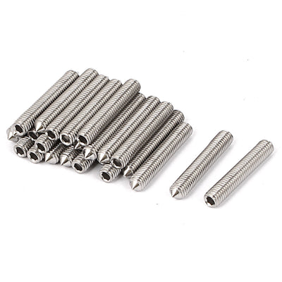 Harfington M5x30mm Stainless Steel Cone Point Hexagon Socket Grub Screws 25pcs