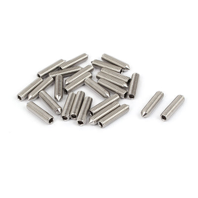 Harfington M6x25mm Stainless Steel Cone Point Grub Screws Hex Socket Set Screw 25pcs