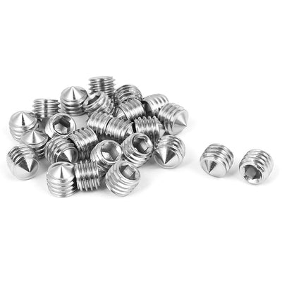 Harfington M8x8mm Stainless Steel Cone Point Grub Screws Hex Socket Set Screw 25pcs