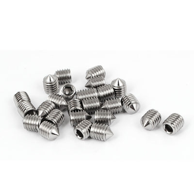 Harfington M8x10mm Stainless Steel Cone Point Hexagon Socket Grub Screws 25pcs