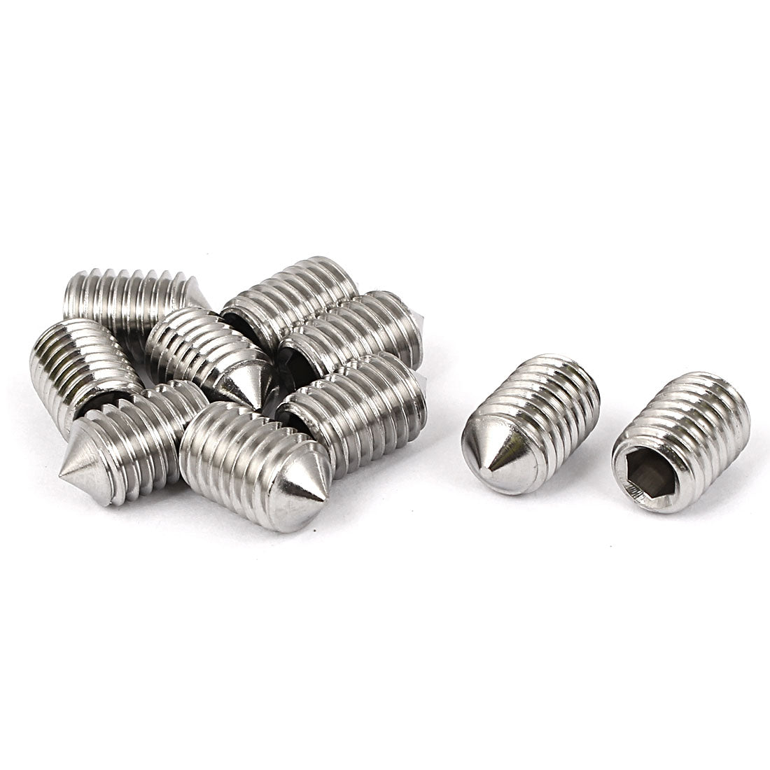 Harfington M10x16mm Stainless Steel Cone Point Hexagon Socket Grub Screws 10pcs