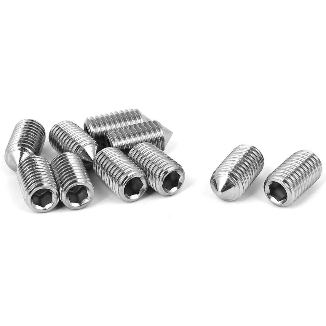 Harfington M10x20mm Stainless Steel Cone Point Hexagon Socket Grub Screws 10pcs