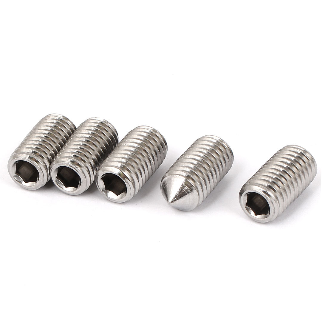 Harfington M12x25mm Stainless Steel Cone Point Hexagon Socket Grub Screws 5pcs