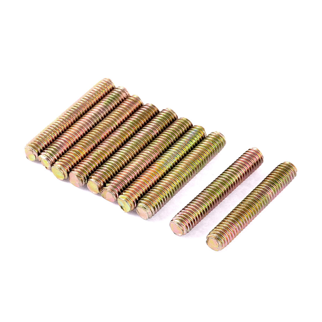 Harfington 1mm Pitch M6 x 35mm Full Threaded Rod Bar Bolt Stud Bronze Tone 10 Pcs