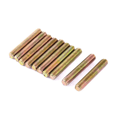Harfington 1mm Pitch M6 x 35mm Full Threaded Rod Bar Bolt Stud Bronze Tone 10 Pcs