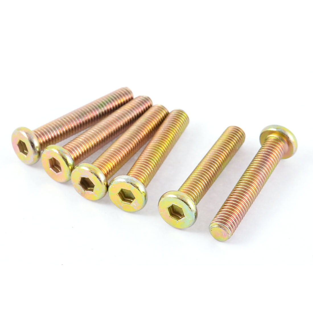 Harfington M8 x 45mm Full Thread Hexagon Socket Head Cap Screw Bolt Bronze Tone 6 Pcs