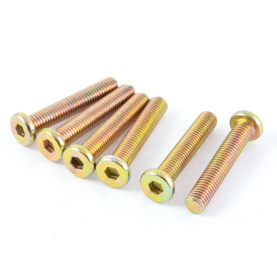 Harfington M8 x 45mm Full Thread Hexagon Socket Head Cap Screw Bolt Bronze Tone 6 Pcs