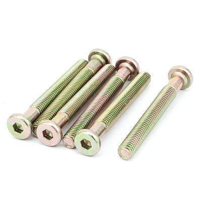 Harfington M8 x 65mm Threaded Hexagon Socket Head Cap Screw Bolt Bronze Tone 6 Pcs