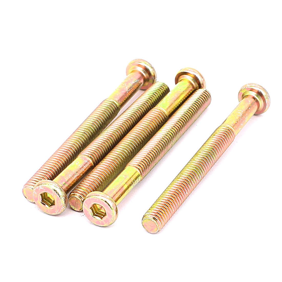 Harfington M8 x 80mm Threaded Hexagon Socket Head Cap Screw Bolt Bronze Tone 5 Pcs