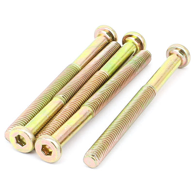 Harfington M8 x 90mm Male Thread Hexagon Socket Head Cap Screw Bolt Bronze Tone 5 Pcs