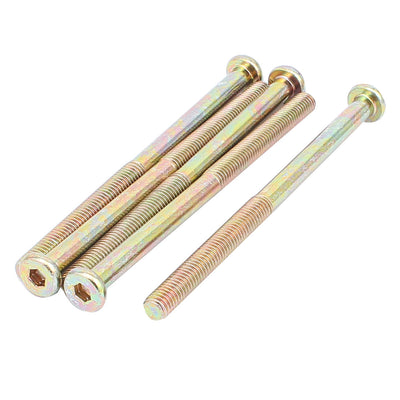 Harfington M8 x 120mm Threaded Hex Socket Head Cap Screw Bolt Bronze Tone 5 Pcs