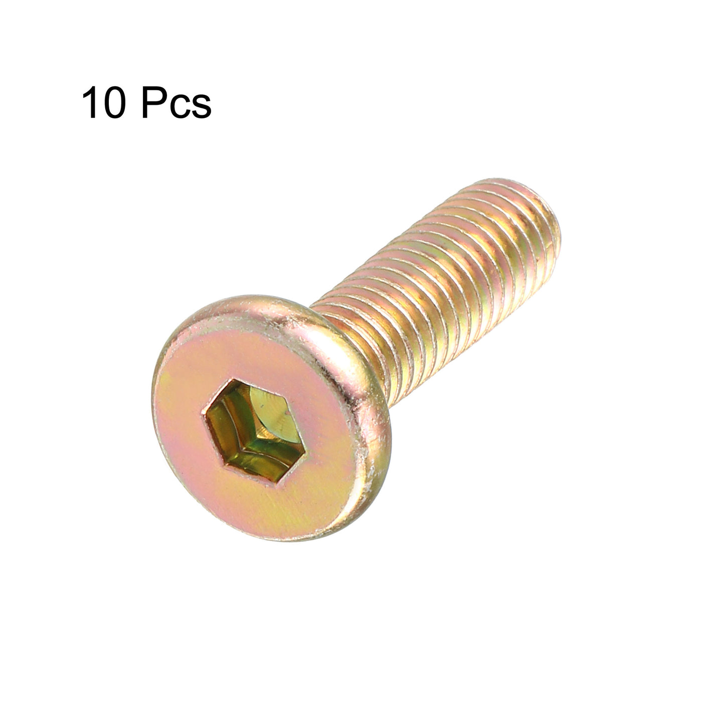 Harfington M6 x 20mm Full Threaded Hex Socket Head Cap Screw Bolt Bronze Tone 10 Pcs