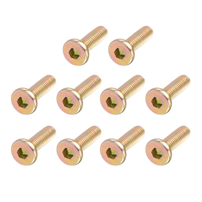 Harfington M6 x 20mm Full Threaded Hex Socket Head Cap Screw Bolt Bronze Tone 10 Pcs