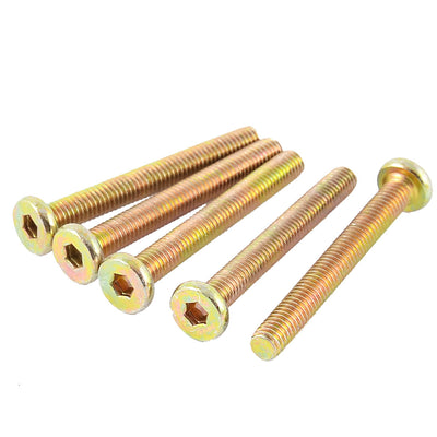 Harfington M6 x 49mm Full Thread Hex Socket Head Cap Screw Bolt Bronze Tone 5 Pcs