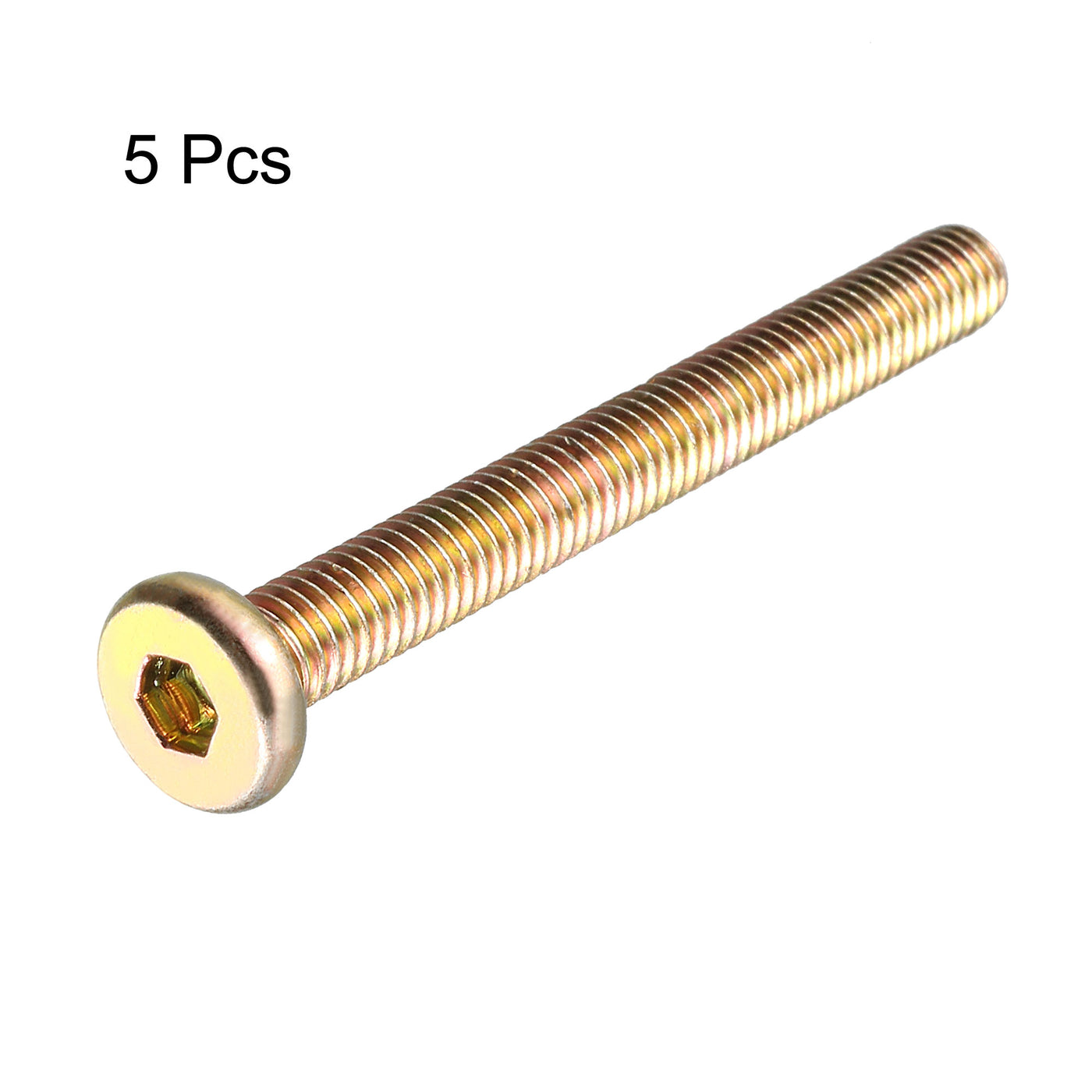 Harfington M6 x 55mm Male Thread Hex Socket Head Cap Screw Bolt Bronze Tone 5 Pcs