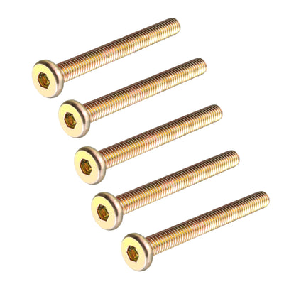 Harfington M6 x 55mm Male Thread Hex Socket Head Cap Screw Bolt Bronze Tone 5 Pcs