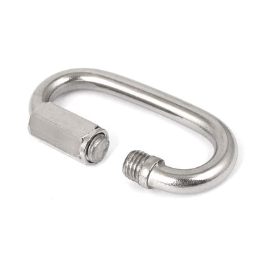 Harfington 6mm Thickness 304 Stainless Steel Quick Oval Link Lock Carabiner 4 Pcs
