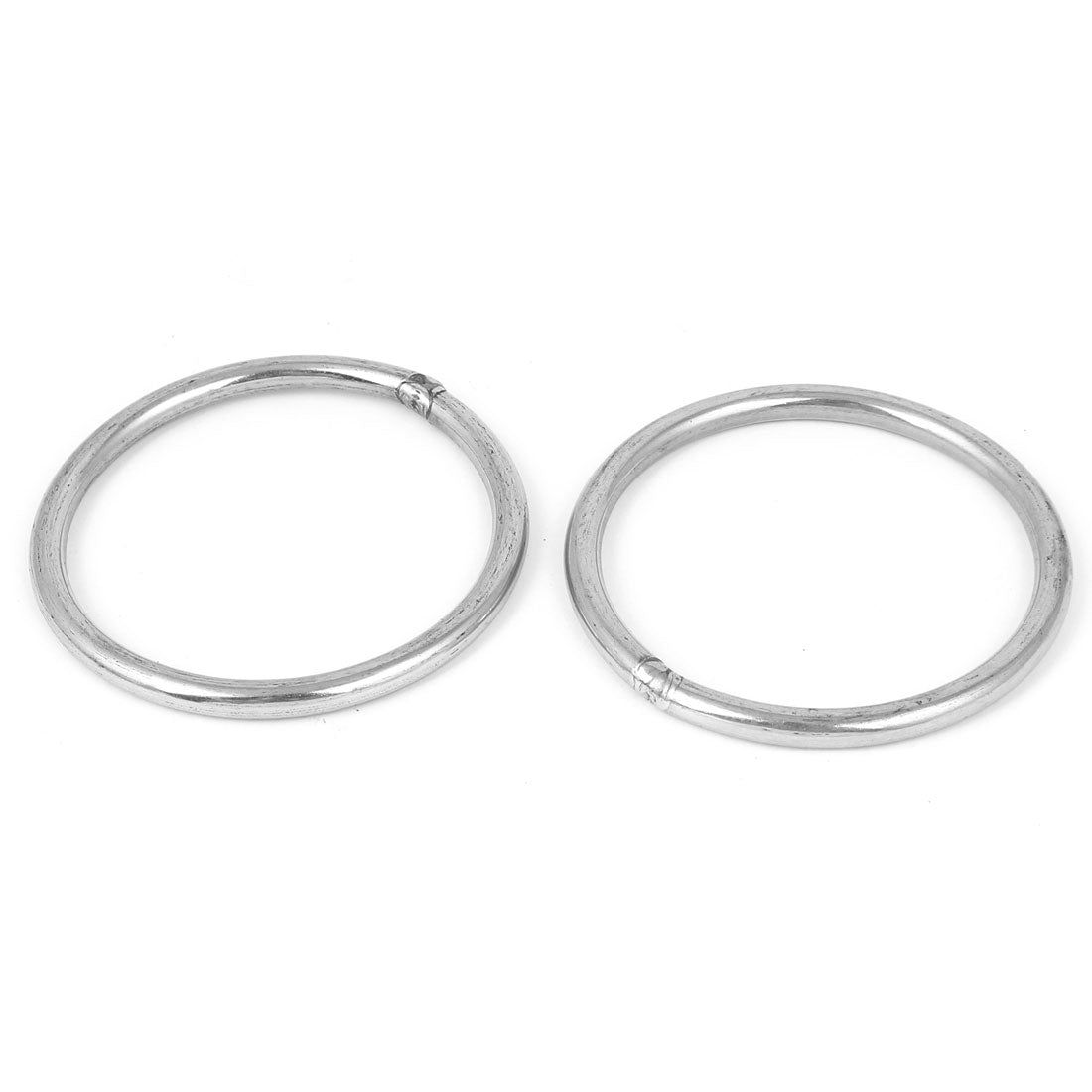 Harfington M6 x 80mm 201 Stainless Steel Webbing Strapping Welded O Rings 2 Pcs