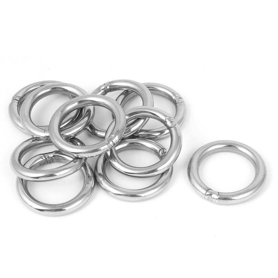 Harfington M6 x 40mm 201 Stainless Steel Strapping Welded Round O Rings 10 Pcs