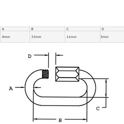 Harfington 4mm Thickness 304 Stainless Steel Quick Oval Screwlock Link Lock Carabiner