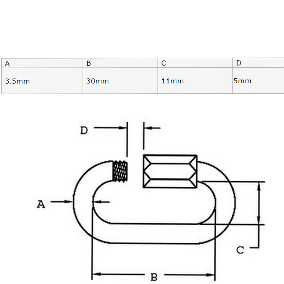 Harfington 3.5mm Thickness 304 Stainless Steel Quick Oval Link Lock Carabiner 10 Pcs