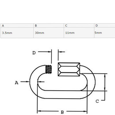 Harfington 3.5mm Thickness 304 Stainless Steel Quick Oval Link Lock Carabiner 10 Pcs