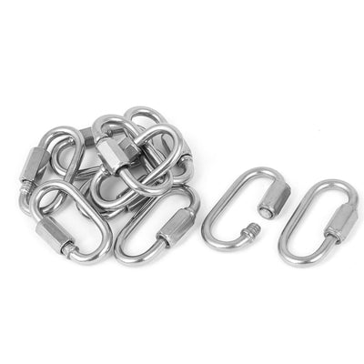 Harfington 3.5mm Thickness 304 Stainless Steel Quick Oval Link Lock Carabiner 10 Pcs