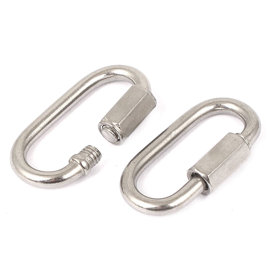 Harfington 3.5mm Thickness 304 Stainless Steel Quick Oval Link Lock Carabiner 2 Pcs