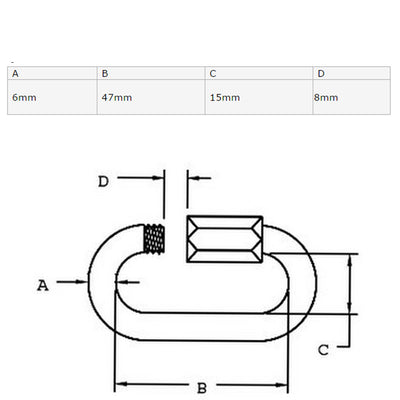 Harfington 6mm Thickness 304 Stainless Steel Quick Oval Screwlock Link Lock Carabiner